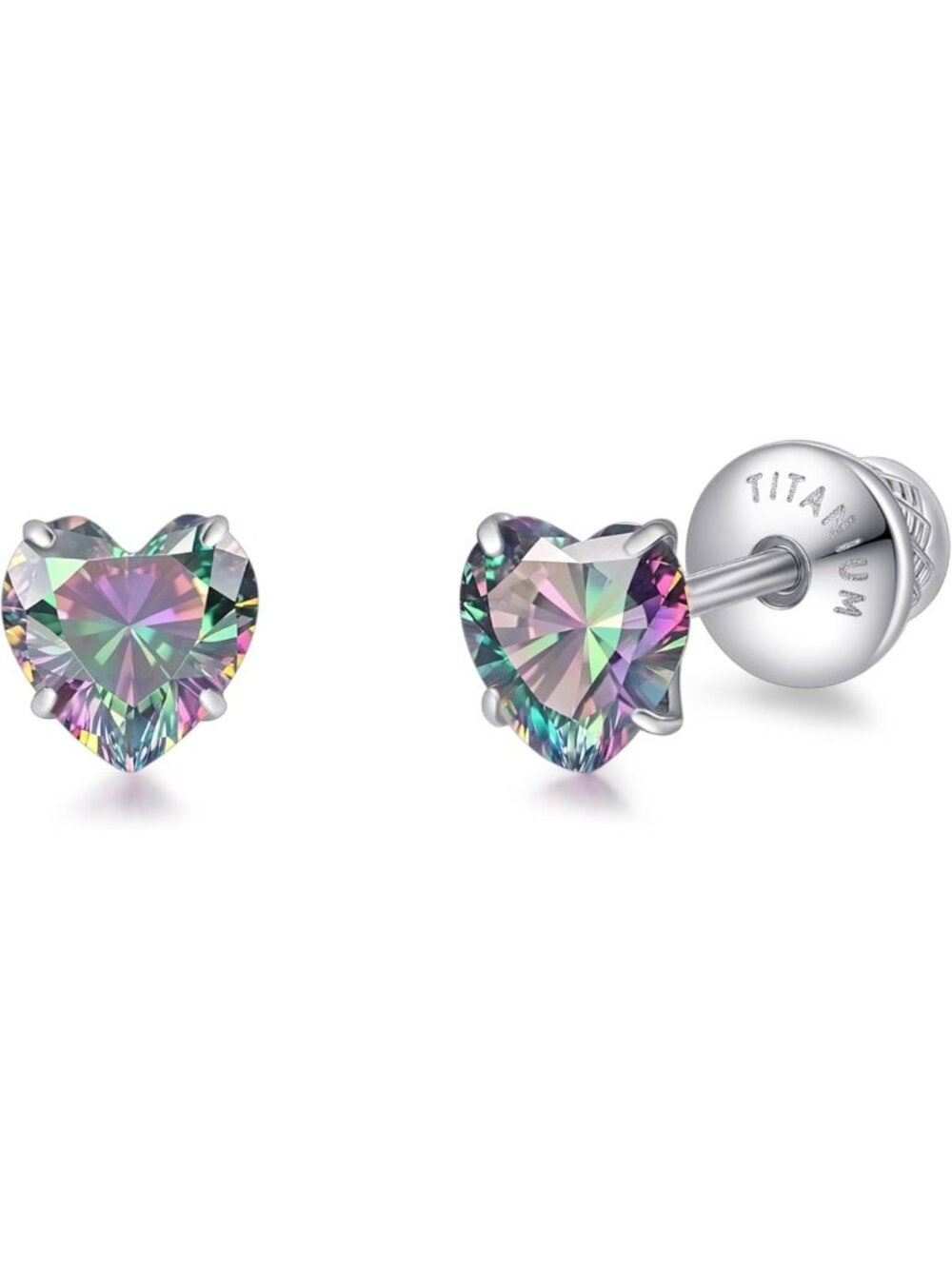 Heart Birthstone Screw Back Earrings - Dazzling Gemstone Jewelry for Women